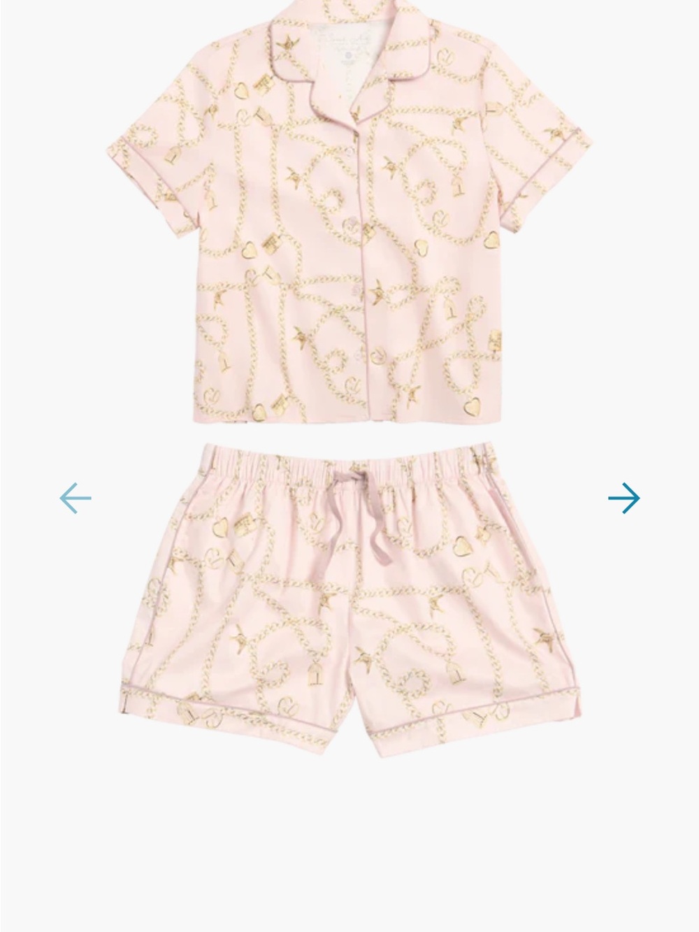 Taylor Swift Pink Short Pajama Set with Gold Chain Print